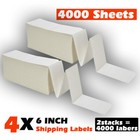 4000-20000 Pcs Fanfold 4 X 6 Direct Thermal Barcode Shipping Labels - Zebra 2844