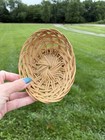 Vintage Wicker Basket Woven Rattan 4 5   Oval Bowl Set Of 6