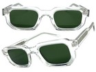 Men Classy Vintage Retro Hardcore Biker Sunglasses Square Clear Frame Green Lens