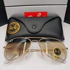 Ray-ban Rb3025 Aviator Sunglasses Gold Frame Brown Gradient Glass Lens 58mm