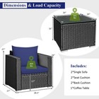 Patiojoy 3pcs Patio Rattan Wicker Furniture Set Table Sofa Yard W cushion Navy