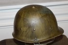 Original Iraqi Army M80 Green Fiber Combat Helmet Shell W shrapnel Damage