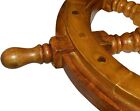Nautical Pirate 18  Wooden Ship Steering Wheel Wall Decor Gift Wood Brass Finish