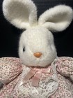 Vintage Easter Bunny Plush White Rabbit Floral Dress Pink Pants Stuffed Lovey