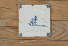 Set Of 7 Antique Dutch Delft Blue Tiles     Hand-painted Tin-glazed Earthenware  1