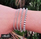 Set Of 4 Sterling Silver Stretch Bracelets - 2 3 4 5mm