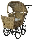 Antique Victorian Wicker Baby Doll Cariage Buggy Pram Stroller Adjustable Canopy