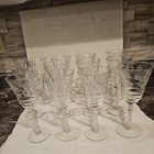 Set Of 12 Vintage Libbey Rock Sharpe Elegant Etched Glass Footed Wine Glasses