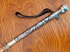 Ottoman Empire 1800 s Riding Whip  Spectacular 7  Silver Niello Ball Top Handle