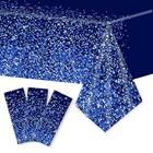 3pcs Blue Silver Tablecloths Denim And Diamonds Party 1 Blue Sequin 3 Pieces