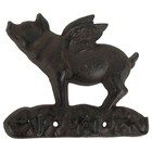 Metal Wall Mount Flying Pig W  Wings 3 Hooks Key Ring Holder coat Rack hat Hook