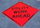Utility Work Ahead Mesh Road Sign 4  X 4  48  X 48  Usa Made Vinyl Roll Up