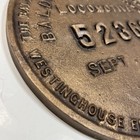 Reproduction Baldwin Westinghouse Locomotive 52362 Builder Plate Sept 1919