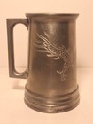 Vtg Pewter Dragon Motif Tankard Stein 5    Glass Bottom 1920s No Dents Nn2142