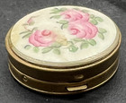 Vintage Ornate Floral Metal Hinged Jewelry Pill Trinket Box
