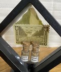 Ww2 d-day utah   Omaha Beach Sand W coa   1945 U s  3 Cent Stamp silk Swatch