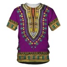 Mens Short Sleeve Shortline African Dashiki Dress Shirt Ethnic Totem Print Tops