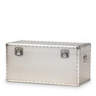 Vintage French Industrial Style Silver Metal Storage Trunk Travel Chest Box