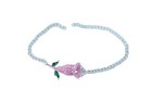 Women Silver Metal Chain Boot Bracelet Shoe Pink Flower Ankle Charm Dressy Style