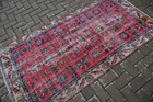 3 3x6 3 Ft Vintage Rug  Turkish Accent Rug  Red Blue Polka Dot Wool Rug