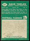 1960 Topps Cfl Canadian Football Card  67 Dave Thelen  Ottawa Rough Riders Ex