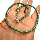 Navajo Green Turquoise 3mm Heishi Beads Necklace 16  Handmade Native Hand Strung
