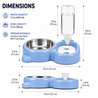 2 In 1 Pet Feeder Automatic Water Dispenser Stainless Steel Dog Cat Bowl Blue