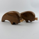 Pair Danish Modern Teak Bull Sculptures Attributed Arne Basse Scandinavian Mcm