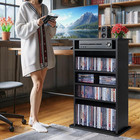 Multimedia Storage Cabinet Dvd Rack Book Shelf Organizer Stand Audio Media Tower