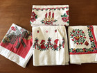 Lot Vtg Xmas Tablecloths 4 Cutter  Knee Elf  Partridge Pear Village No Tariff