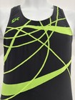 Gk Elite Gymnastics Leotard Adult Large Black Neon Green Drytech   Shorts Set