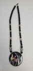 Vintage Lee Sands Mother Of Pearl Inlay Flowers Necklace W  Accent Beads