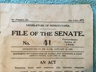 Pennsylvania Goverment Legislature Document Senate Bill Bank Act 1926 Antique