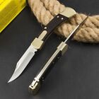 8 5   New 440c Blade Wood Handle Back Lock Tactics Folding Pocket Knife Vtf166