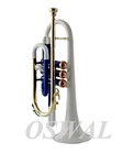 Cornet White Blue Brass Bb Flat  Nickel Expert s Choice  Hard Case  Mouthpiece