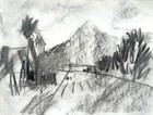 Los Angeles 12x9 Original Charcoal Drawing Home Interior Art On Paper