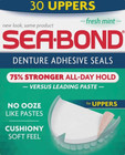 Secure Denture Adhesive Seals  Fresh Mint  Zinc-free  All-day Hold  30 Count