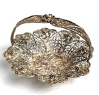 Small Antique Spun Silver Filigree Basket Very Detailed Spain Or China  Unmarked