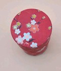 Japanese Washi Paper Tea Tin For Loose Leaf Tea Storage Red With Floral Design