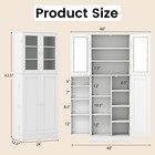 63 5  Tall Kitchen Pantry Storage Cabinet W  Glass Door Storage Shelves White
