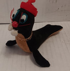 Two Six Inch Vintage Christmas Brown Sea Lion Seal Plush Stuffed Toy Winter