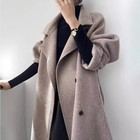 Max Mara New Stand-up Collar Side Buckle Double-sided Wool Cashmere Coat Womens