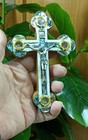 Olive Wood Cross Jerusalem Mother Of Pearl Holy Land Crucifix Wall Hand Made
