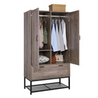 Wardrobe Armoire Bedroom Storage Cabinet Organizer With Hanging Rod And Drawer