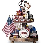 18 Pcs Memorial Day Tiered Tray Decor Set Rustic Patriotic Independence Day Usa