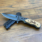 7 5  Wood Stiletto Spring Assisted Tactical Folding Pocket Knife Blade Open