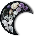 Moon Tray Crystal Holder Display - Black Wooden Crystal Tray For Stones  Healing