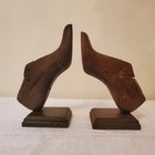 Antique Wooden Shoe Mold Pair Bookends Vintage Cobbler Tool Form Mounted Last