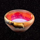 Vintage Art Pottery Drip Glaze Bowl Large Purple Red Brown Signed 8   w 4   t