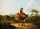 Circle Of William Shayer  1787   1879  - 19th Century Oil  Girl Riding Donkey
